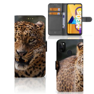 Samsung Galaxy M21 | M30s | Telefoonhoesje | Met pasjeshouder | Luipaard