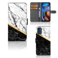 Motorola Moto E32 | Moto E32s | Bookcase | Marmer Wit Zwart - Origineel Cadeau Man
