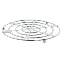 1x stuks metalen pannenonderzetters rond zilver met bestek patroon 20 cm 1x stuks metalen pannenonderzetters rond zilver met bestek patroon 20 cm