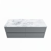 MONDIAZ VICA-DLUX 130cm badmeubel onderkast Plata 4 lades. Inbouw wastafel CLOUD links zonder kraangat, kleur Glace. - thumbnail