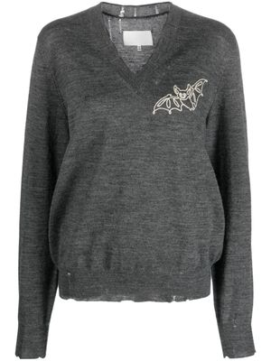 Maison Margiela pull en laine à imprimé graphique - Gris