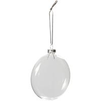 Creativ Company Plat glazen kerstbal, d 8 cm, dikte 2,1 cm, 6 stuk/ 1 doos