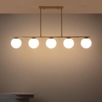 Hanglamp messing modern 'Bokor' e27 fitting opaal glas 115cm