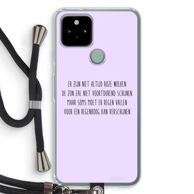 Regenboog: Pixel 5 Transparant Hoesje met koord