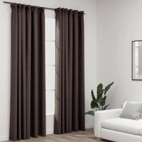 VidaXL Gordijnen linnen-look verduisterend haken 2 st 140x245 cm taupe