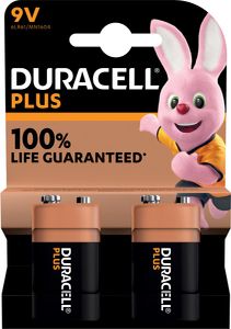 Duracell batterij Plus 100% 9V, blister van 2 stuks