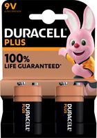 Duracell batterij Plus 100% 9V, blister van 2 stuks - thumbnail