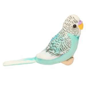 Pluche blauwe grasparkiet vogel knuffel 14 cm knuffeldieren   -