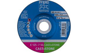 PFERD 62912725 E 125-7 SG CAST+STONE Afbraamschijf gebogen Diameter 125 mm Boordiameter 22.23 mm Aluminium legering, Gietijzer, Giethuid, Beton, Titanium 10