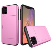 Schokbestendig Rugged Armor beschermhoes met kaartsleuf voor iPhone 11 Pro (roze)