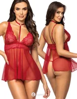 * BEAUTYNIGHT Babydoll met string kersenrood, Milana - thumbnail