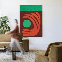 Urban Cotton Wandkleed 'Elements Green' 110 x 145cm in Frame - black