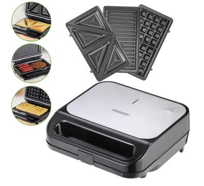 Sandwichmaker 3in1 Zwart/Zilver 1000W