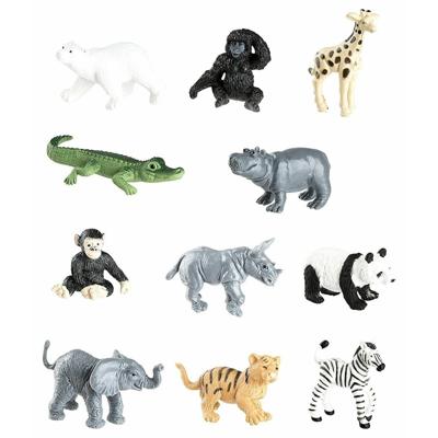 Speelgoed figuren dierentuin dieren - kunststof - 11x stuks - 4 tot 7.5 cm - speeldieren
