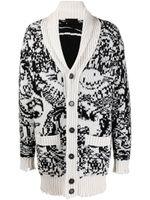 Philipp Plein cardigan long en maille intarsia - Blanc - thumbnail