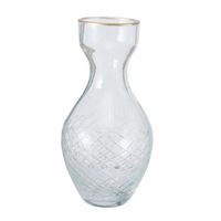 Stijlvolle glazen kleine decoratieve bloemenvaas in het transparant glas van 15 x 7 cm Stijlvolle glazen kleine decoratieve bloemenvaas in het transparant glas van 15 x 7 cm