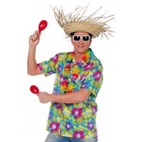 Hawaiishirt blauw bloemen