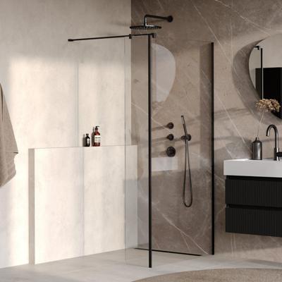 BRAUER Oblivion Inloopdouche - 90x200cm - 40cm zijwand - glascoating - helder glas - mat zwart GS-OBI2H9040200MZ