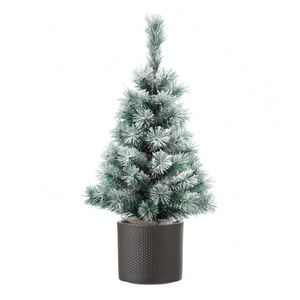 Mini kunst kerstboom besneeuwd 60 cm inclusief donkergrijze pot