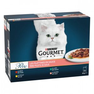 Gourmet Perle Mini Filets in saus met rund, kip, konijn, zalm natvoer kat (12x85 g) 12 x 85 g