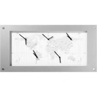 NeXtime klok b1009065 time zone, 39x90 cm, white/ silver NeXtime klok b1009065 time zone, 39x90 cm, white/ silver