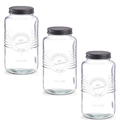 Zeller voedsel voorraadpotten - 6x - Old Fashioned - glas - 12 x 23 cm - bewaarpot - 2 liter