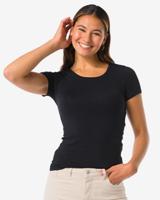 HEMA Dames T-shirt basic o-hals zwart (zwart)