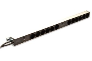 Digitus DN-95405 19 inch Stekkerdoos voor patchkast 1 HE Geaarde contactdoos Zwart