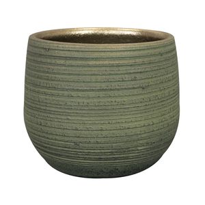 Ter Steege Plantenpot - keramiek - donkergroen - stripes - D18xH16cm - Plantenpotten