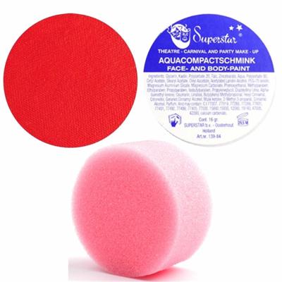 Superstar schmink kleur kersenrood - 16 gram - met rond grimeer sponsje - Schminken - alle leeftijde Superstar schmink kleur kersenrood - 16 gram - met rond grimeer sponsje - Schminken - alle leeftijde
