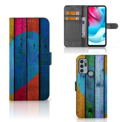 Motorola Moto G60s | Book Style Case | Wood Heart - Cadeau voor je Vriend