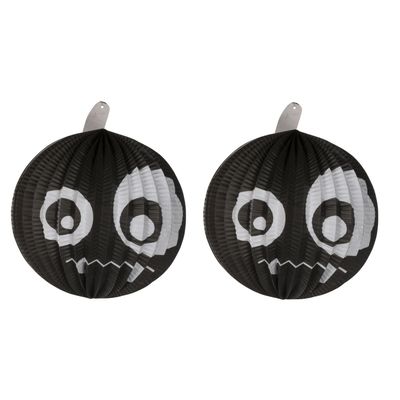 4x stuks ronde decoratie bol 23 cm enge pompoen zwart