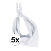 5 stuks wit hals zakdoeken Bandana style   -