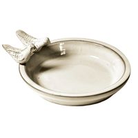 Vogelbad/voederschaal - oud wit - keramiek - D30 x H4 cm - drinkschaal voor tuinvogel - thumbnail