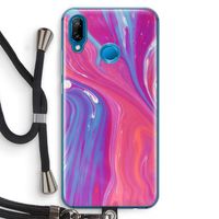 Paarse stroom: Huawei P20 Lite Transparant Hoesje met koord
