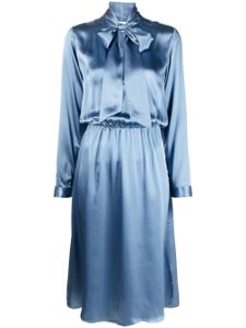 P.A.R.O.S.H. robe en soie à col noué - Bleu