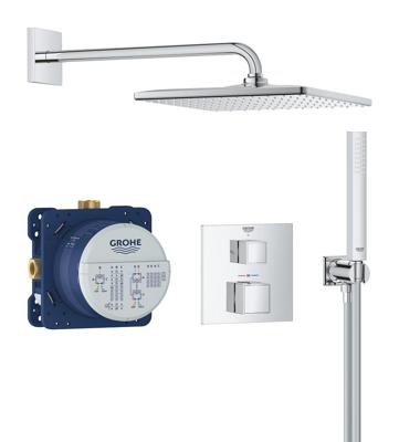 Grohe Precision Cube Perfect shower set met Vitalio Rain Mono 310 Cube Chroom