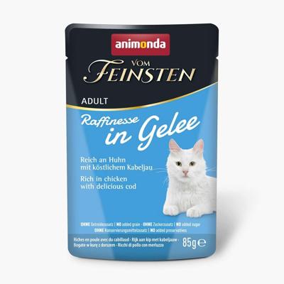 ANIMONDA Vom Feinsten Adult Raffinesse in gelei rijk aan kip met kabeljauw - nat kattenvoer - 85 g