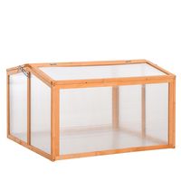Outsunny cold frame kas kas koud frame boxplant bed met deksel van hout en polycarbonaat weerbestendig oranje 90 x 80 x 58 cm - thumbnail