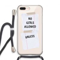 No Girls Allowed Unless: iPhone 8 Plus Transparant Hoesje met koord