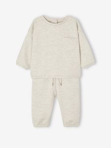 Molton babyset met sweater en harembroek gemêleerd beige