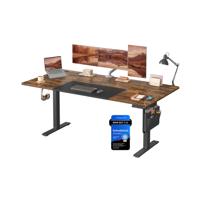 Elektrisch in Hoogte Verstelbaar Bureau - Stijlvol, Stil & Ergonomisch, Vintage bruin + inkt zwart / 180 x 80 x (72-120) cm