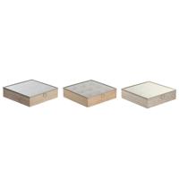 Box for Infusions DKD Home Decor 24 x 24 x 6,5 cm Kristal Natuurlijk Blauw Roze Metaal Wit 3 Onderdelen Hout MDF
