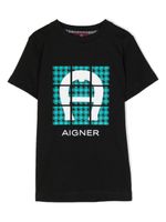 Aigner Kids t-shirt en coton à logo imprimé - Noir