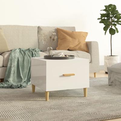 Salontafel 50x50x40 cm bewerkt hout hoogglans wit
