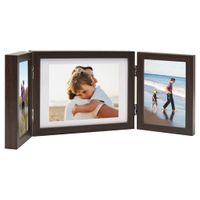 VidaXL Fotolijst drieluik 22x15 cm+2x(10x15 cm) donkerbruin