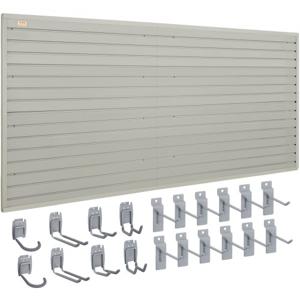 VEVOR wandpaneel gereedschapswand 243,8 x 129,1 cm wandpaneel WPC gereedschapshouder organizer, lamellenwand slatwall ophangbord ophangbord wandhouder ideaal voor werkplaats magazijn kelder werkbank garage