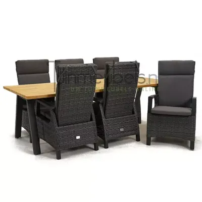 Tuinstoel Prato Forte wicker met Ambassador 240 cm teaktafel