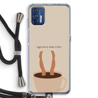 Aggressively drinks coffee: Motorola Moto G9 Plus Transparant Hoesje met koord