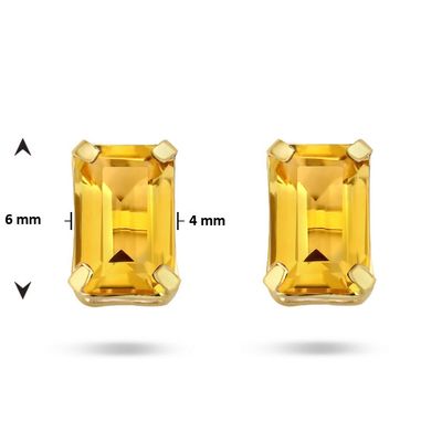 Oorknoppen geelgoud-citrien 2 x 0.51 ct geel 4 x 6 mm